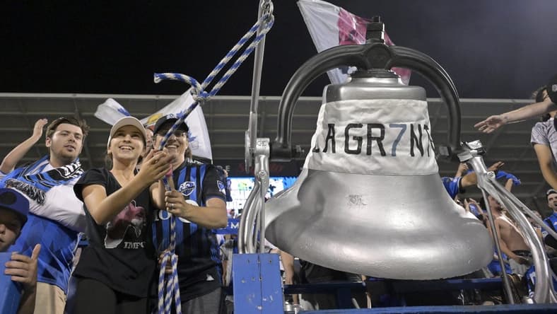 Jul 22, 2023; Montreal, Quebec, CAN; Fans of CF Montreal celebrate after a Leagues Cup game against UNAM at Stade Saputo. Mandatory Credit: Eric Bolte-USA TODAY Sports