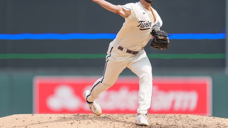 Jul 23, 2023; Minneapolis, Minnesota, USA; Minnesota Twins relief pitcher Jorge Lopez (48) pitches in the tenth inning against the Chicago White Sox at Target Field. Mandatory Credit: Matt Blewett-USA TODAY Sports