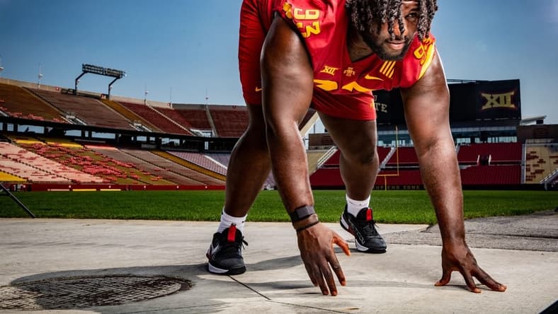 Isaiah Lee stands for a photo during Iowa State Football media day at Jack Trice Stadium in Ames, Tuesday, Aug. 2, 2022.