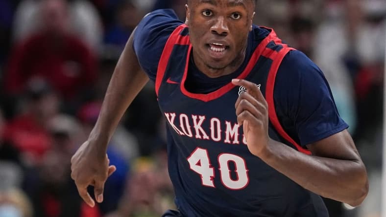 Kokomo Wildkats center Flory Bidunga (40) rushes up the court on Saturday, March 25, 2023 at Gainbridge Fieldhouse in Indianapolis. The Ben Davis Giants lead at the half against the Kokomo Wildkats, 28-17, during the IHSAA Class 4A state finals championship.

High School Basketball Ini Hs Basketball Class 3a State Final Northwood Panthers At Guerin Catholic Golden Eagles