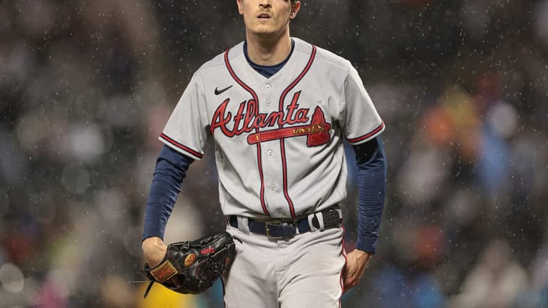 Apr 28, 2023; New York City, New York, USA; Atlanta Braves starting pitcher Max Fried (54) walks off the field after the bottom of the fourth inning against the New York Mets at Citi Field. Mandatory Credit: Vincent Carchietta-USA TODAY Sports