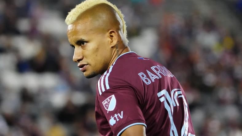 Jun 3, 2023; Commerce City, Colorado, USA; Colorado Rapids forward Michael Barrios (12) looks on during the second half against the San Jose Earthquakes at Dick's Sporting Goods Park. Mandatory Credit: Ron Chenoy-USA TODAY Sports