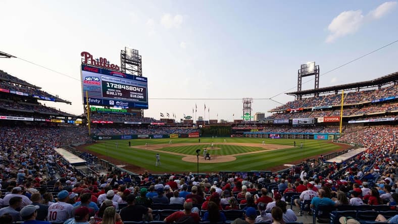 Jun 10, 2023; Philadelphia, Pennsylvania, USA; General view of Citizens Bank Park ninth inning of a game between the Philadelphia Phillies and the Los Angeles Dodgers. Mandatory Credit: Bill Streicher-USA TODAY Sports
