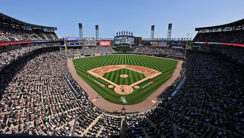 Jun 24, 2023; Chicago, Illinois, USA; A general view of Guaranteed Rate Field as the Chicago White Sox play the Boston Red Sox. Mandatory Credit: Jamie Sabau-USA TODAY Sports