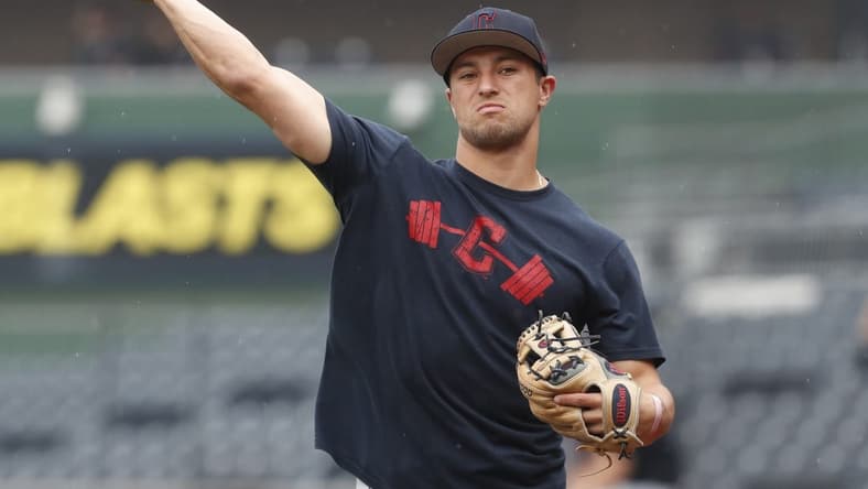 Jul 17, 2023; Pittsburgh, Pennsylvania, USA;  Cleveland Guardians second baseman Tyler Freeman (2) plays catch on the field before the game against the Pittsburgh Pirates at PNC Park. Mandatory Credit: Charles LeClaire-USA TODAY Sports