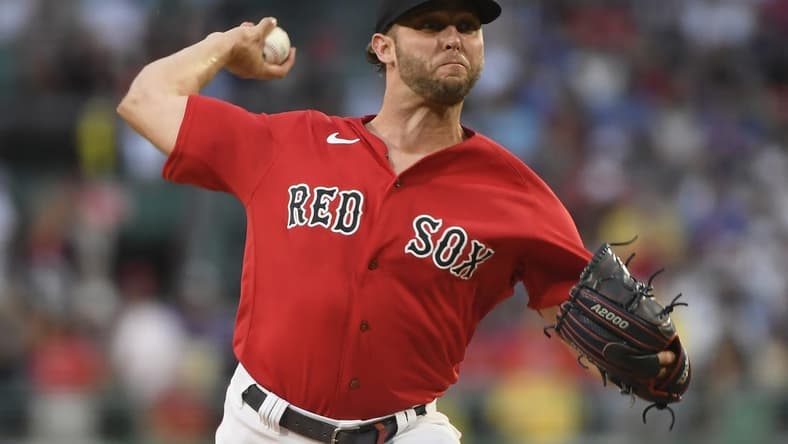 Jul 21, 2023; Boston, Massachusetts, USA;  Boston Red Sox starting pitcher Kutter Crawford (50) pitches during the first inning against the New York Mets at Fenway Park. Mandatory Credit: Bob DeChiara-USA TODAY Sports