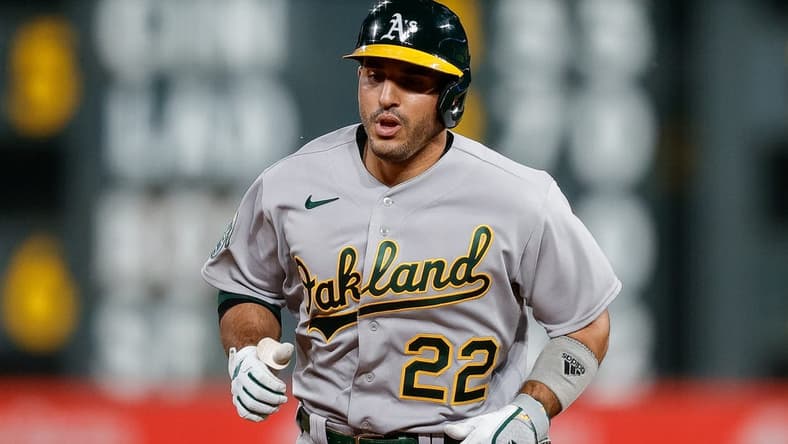 Jul 28, 2023; Denver, Colorado, USA; Oakland Athletics right fielder Ramon Laureano (22) rounds the bases on a solo home run in the ninth inning against the Colorado Rockies at Coors Field. Mandatory Credit: Isaiah J. Downing-USA TODAY Sports