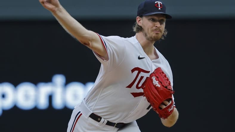 Aug 4, 2023; Minneapolis, Minnesota, USA; Minnesota Twins starting pitcher Bailey Ober (17) delivers a pitch to the Arizona Diamondbacks in the first inning at Target Field. Mandatory Credit: Bruce Kluckhohn-USA TODAY Sports