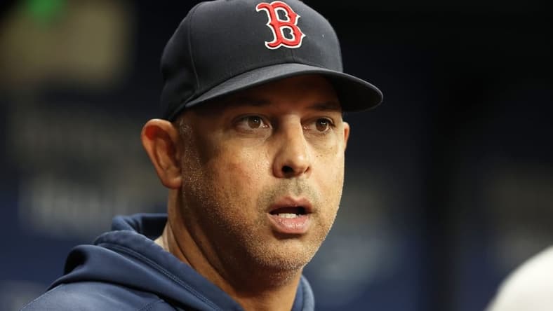 Sep 6, 2023; St. Petersburg, Florida, USA; Boston Red Sox manager Alex Cora (13) looks on during the eighth inning against the Tampa Bay Rays at Tropicana Field. Mandatory Credit: Kim Klement Neitzel-USA TODAY Sports