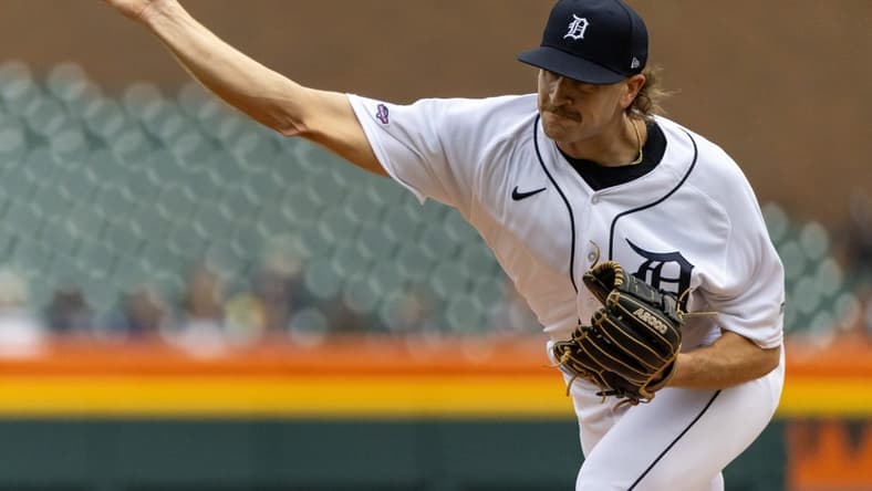 Sep 10, 2023; Detroit, Michigan, USA; Detroit Tigers starting pitcher Sawyer Gipson-Long (66) throws in the first inning against the Chicago White Sox at Comerica Park. Mandatory Credit: David Reginek-USA TODAY Sports