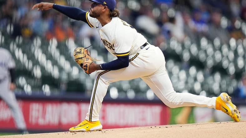 Milwaukee Brewers starting pitcher Freddy Peralta (51) pitches during the first inning of the game against the Miami Marlins on Tuesday September 12, 2023 at American Family Field in Milwaukee, Wis. Jovanny Hernandez / Milwaukee Journal Sentinel