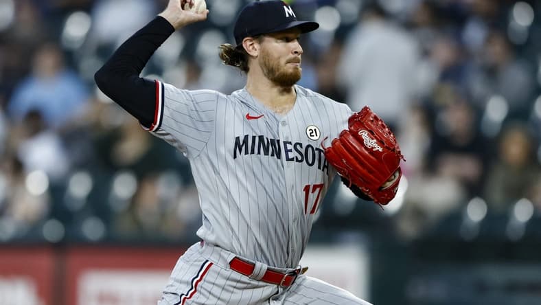 Sep 15, 2023; Chicago, Illinois, USA; Minnesota Twins starting pitcher Bailey Ober (17) delivers a pitch against the Chicago White Sox during the first inning at Guaranteed Rate Field. Mandatory Credit: Kamil Krzaczynski-USA TODAY Sports