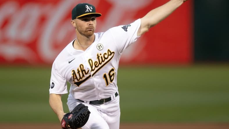 Sep 15, 2023; Oakland, California, USA; Oakland Athletics starting pitcher Sean Newcomb (16) delivers a pitch against the San Diego Padres during the second inning at Oakland-Alameda County Coliseum. Mandatory Credit: D. Ross Cameron-USA TODAY Sports