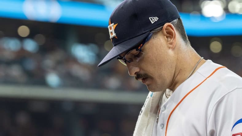 Sep 23, 2023; Houston, Texas, USA; Houston Astros starting pitcher J.P. France (68) before pitching against the Kansas City Royals at Minute Maid Park. Mandatory Credit: Thomas Shea-USA TODAY Sports