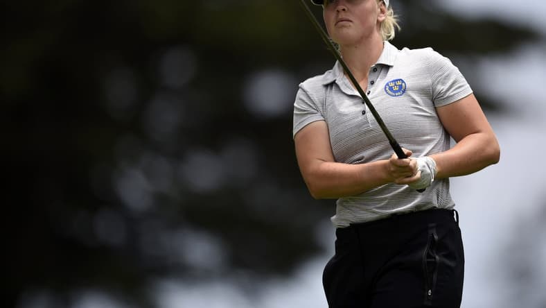 Jun 3, 2021; San Francisco, California, USA; Maja Stark follows her shot from the tenth tee during the first round of the U.S. Women's Open golf tournament at The Olympic Club. Mandatory Credit: Kelvin Kuo-USA TODAY Sports