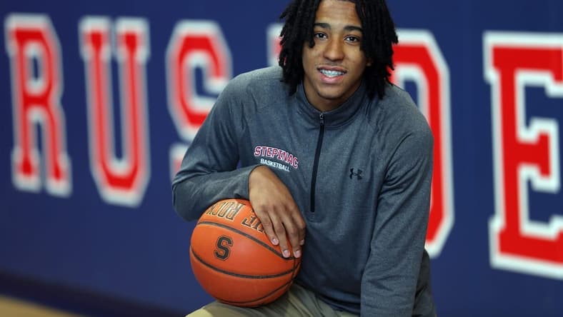 Stepinac's Boogie Fland is the Westchester/Putnam Boys Basketball Player of the Year. He is photographed at Stepinac High School in White Plains April 19, 2023.

Stepinac S Boogie Fland