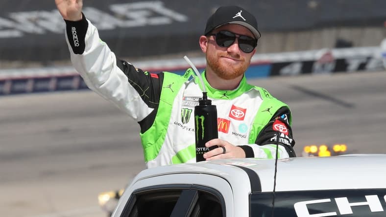 Sep 24, 2023; Fort Worth, Texas, USA; NASCAR Cup Series driver Tyler Reddick (45) during driver introductions before the AutoTrader EcoPark Automotive 400 at Texas Motor Speedway. Mandatory Credit: Michael C. Johnson-USA TODAY Sports