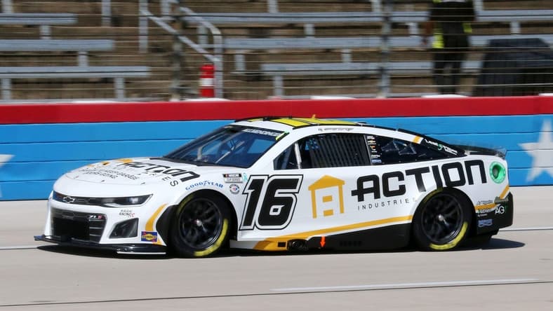 Sep 23, 2023; Fort Worth, Texas, USA; NASCAR Cup driver AJ Allmendinger (16) during practice for the AutoTrader EchoPark Automotive 400 at Texas Motor Speedway. Mandatory Credit: Michael C. Johnson-USA TODAY Sports