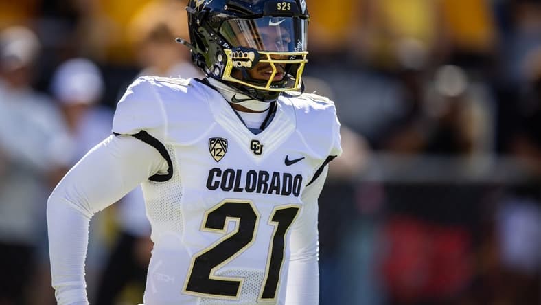 Oct 7, 2023; Tempe, Arizona, USA; Colorado Buffaloes safety Shilo Sanders (21) against the Arizona State Sun Devils at Mountain America Stadium, Home of the ASU Sun Devils. Mandatory Credit: Mark J. Rebilas-USA TODAY Sports