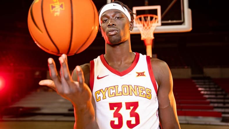 Omaha Biliew stands for a photo during Iowa State men's basketball media day at Hilton Coliseum, Wednesday, Oct. 11, 2023.