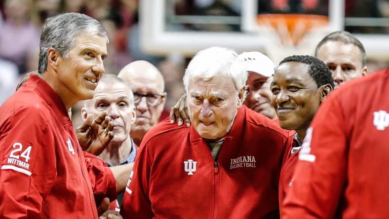Former Indiana University Hoosier Head Coach Bobby Knight makes his first public appearance at IU Simon Skjodt Assembly Hall in years, during a game between the IU Hoosiers and the Purdue Boilermakers, at IU, Saturday, Feb. 8, 2020.

Cent02 797efx6io8ynq0twjxc Original