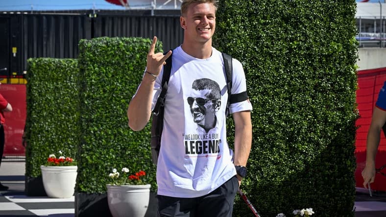 Oct 21, 2022; Austin, Texas, USA; Haas F1 Team driver Mick Schumacher (47) arrives for practice for the U.S. Grand Prix at the Circuit of the Americas. Mandatory Credit: Jerome Miron-USA TODAY Sports