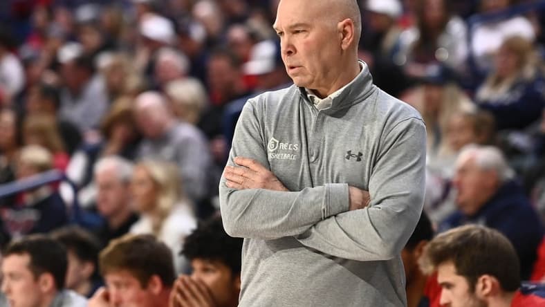 Feb 25, 2023; Spokane, Washington, USA; St. Mary's Gaels head coach Randy Bennett looks on against the Gonzaga Bulldogs in the first half at McCarthey Athletic Center. Mandatory Credit: James Snook-USA TODAY Sports