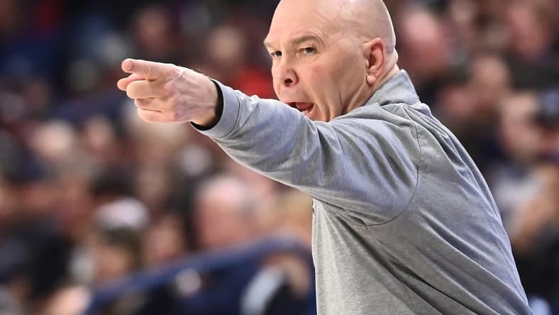 Feb 25, 2023; Spokane, Washington, USA; St. Mary's Gaels head coach Randy Bennett looks on against the Gonzaga Bulldogs in the first half at McCarthey Athletic Center. Mandatory Credit: James Snook-USA TODAY Sports