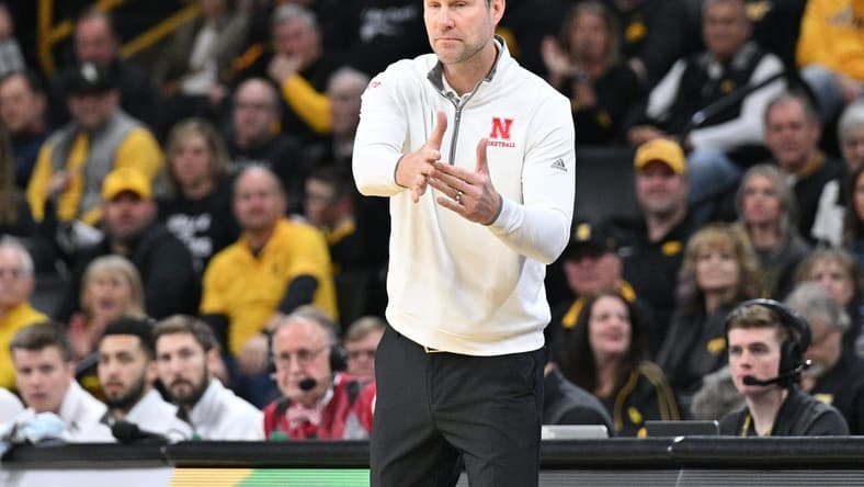 Mar 5, 2023; Iowa City, Iowa, USA; Nebraska Cornhuskers head coach Fred Hoiberg calls for a timeout during the first half against the Iowa Hawkeyes at Carver-Hawkeye Arena. Mandatory Credit: Jeffrey Becker-USA TODAY Sports