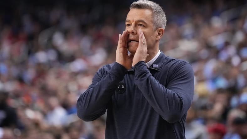 Mar 9, 2023; Greensboro, NC, USA; Virginia Cavaliers head coach Tony Bennett reacts in the second half of the quarterfinals of the ACC tournament at Greensboro Coliseum.  Mandatory Credit: Bob Donnan-USA TODAY Sports