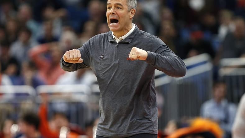 Mar 16, 2023; Orlando, FL, USA; Virginia Cavaliers head coach Tony Bennett reacts during the second half against the Furman Paladins at Amway Center. Mandatory Credit: Russell Lansford-USA TODAY Sports