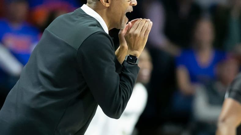 UCF Knights head coach Johnny Dawkins yells at the team during the first half of the NIT tournament Wednesday, March 15, 2023, at Exactech Arena in Gainesville, Fla. Alan Youngblood/Gainesville Sun

Gai Ufucf3takeaways 28265373