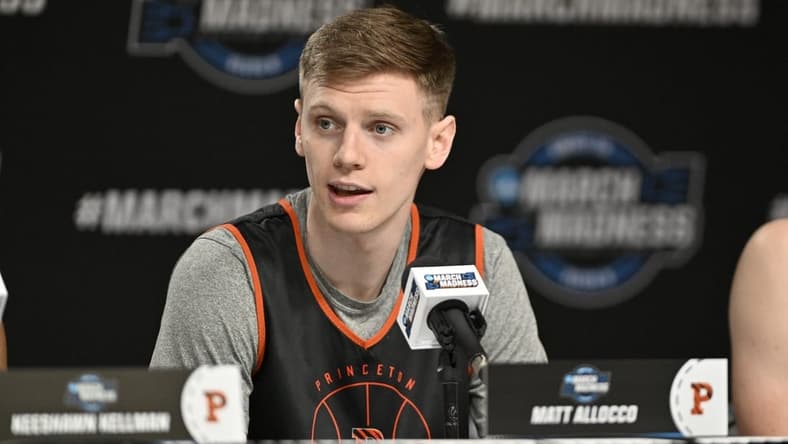 Princeton guard Matt Allocco scored 21 points and the Tigers took down Rutgers in the opener on Monday night. Mandatory Credit: Jamie Rhodes-USA TODAY Sports