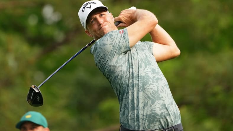 Apr 6, 2023; Augusta, Georgia, USA; Alex Noren tees off on the fifth hole during the first round of The Masters golf tournament. Mandatory Credit: Kyle Terada-USA TODAY Network