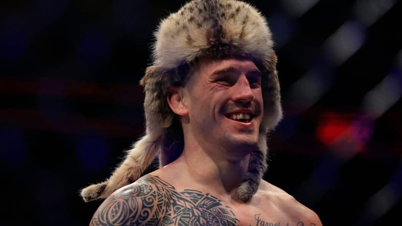 Brendan Allen smiles after winning a middleweight bout during the UFC Fight Night event Saturday, June 24, 2023 at VyStar Veterans Memorial Arena in Jacksonville, Fla. Brendan Allen defeated Bruno Silva by way of submission in the first round.