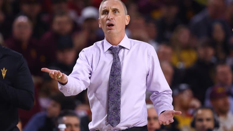 Jan 5, 2023; Tempe, Arizona, USA; Arizona State Sun Devils head coach Bobby Hurley reacts against the Washington State Cougars at Desert Financial Arena. Mandatory Credit: Mark J. Rebilas-USA TODAY Sports