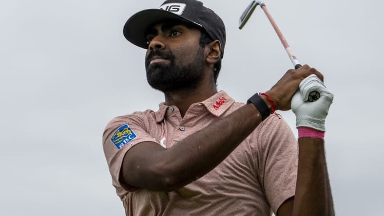 July 18, 2023; Hoylake, ENGLAND, GBR; Sahith Theegala hits his tee shot on the fifth hole during a practice round of The Open Championship golf tournament at Royal Liverpool. Mandatory Credit: Kyle Terada-USA TODAY Sports