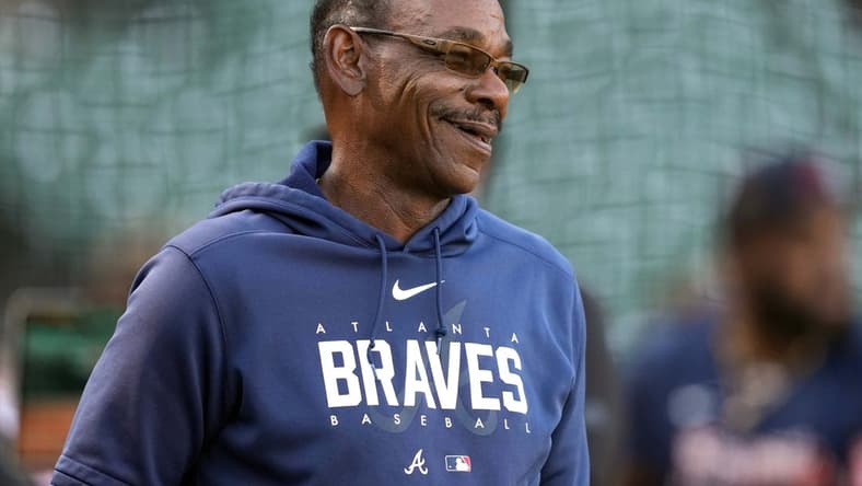 Aug 25, 2023; San Francisco, California, USA; Atlanta Braves third base coach Ron Washington (37) before the game against the San Francisco Giants at Oracle Park. Mandatory Credit: Darren Yamashita-USA TODAY Sports