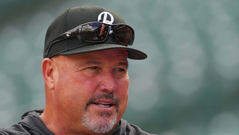 Oct 8, 2023; Baltimore, Maryland, USA; Baltimore Orioles manager Brandon Hyde (18) looks on before game two of the ALDS for the 2023 MLB playoffs against the Texas Rangers at Oriole Park at Camden Yards. Mandatory Credit: Mitch Stringer-USA TODAY Sports
