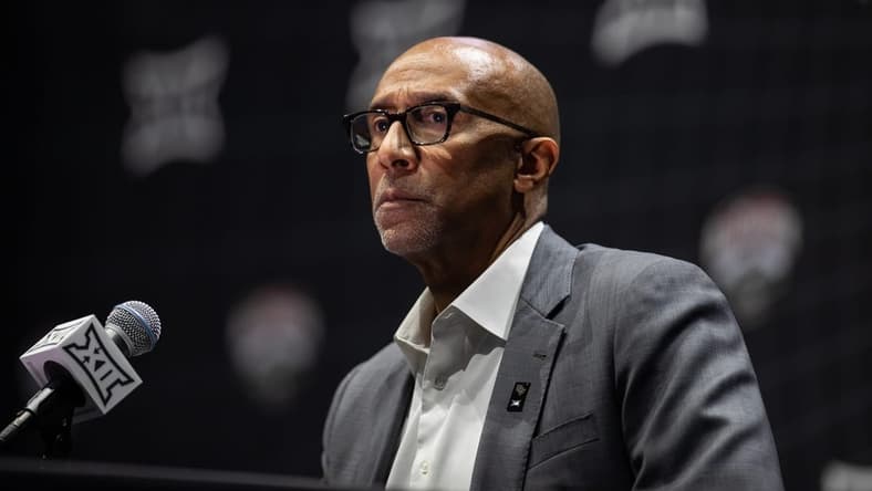 Oct 18, Kansas City, MO, USA; University of Central Florida head coach Johnny Dawkins answers questions at the Big 12 Men s Basketball Tipoff at T-Mobile Center. Mandatory Credit: Kylie Graham-USA TODAY Sports