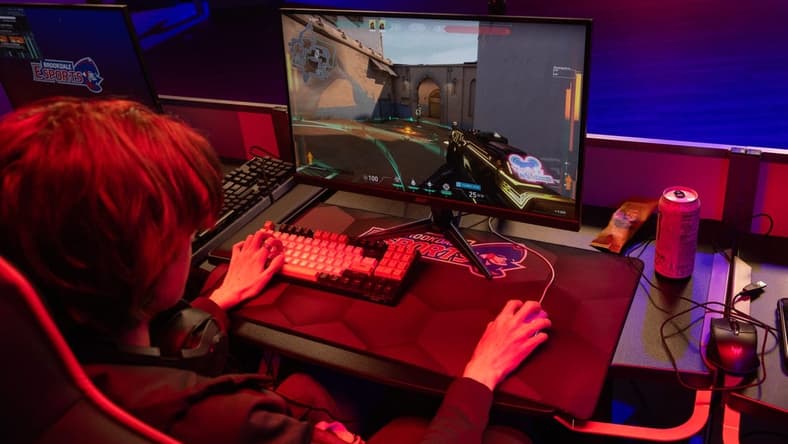 Players Dresden Lewis, 20, of Matawan warms up before the start of the actual competition. Brookdale Community College has built an esports arena where students and the community can practice video gaming. It's the latest step in joining a rapidly growing industry. As part of it, the college also has introduced its first varsity esports team featuring 19 players for three different games.