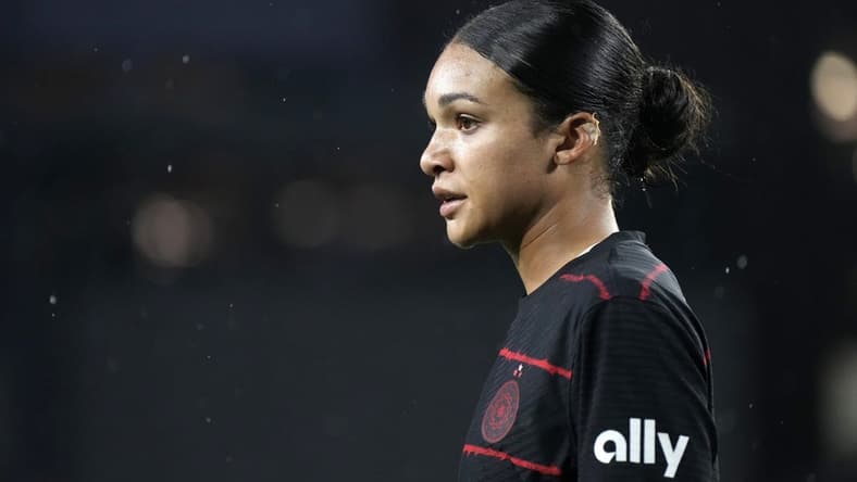 Nov 5, 2023; Portland, Oregon, USA; Portland Thorns FC forward Sophia Smith (9) looks on during the second half against New Jersey/New York Gotham FC at Providence Park. Mandatory Credit: Soobum Im-USA TODAY Sports