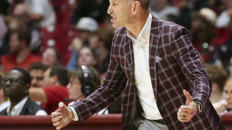 Nov 6, 2023; Tuscaloosa, Alabama, USA; Alabama head coach Nate Oats coaches during the game against Morehead State in the game at Coleman Coliseum. Mandatory Credit: Gary Cosby Jr.-USA TODAY Sports