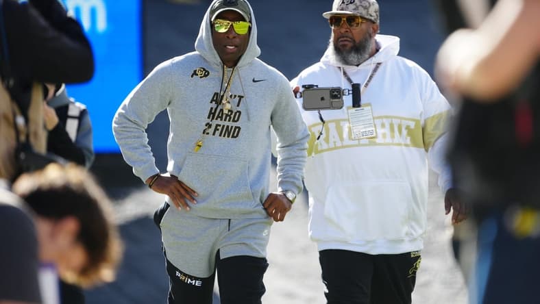 Colorado Buffaloes head coach Deion Sanders before the game against the Arizona Wildcats at Folsom Field. Mandatory Credit: Ron Chenoy-USA TODAY Sports