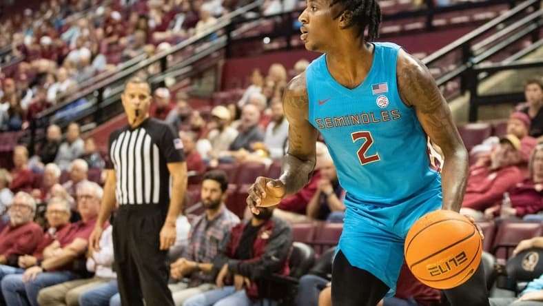 Florida State Seminoles forward Jamir Watkins (2) looks to make his next move. The Florida State Seminoles hosted the Central Michigan Chippewas on Monday, Nov. 13, 2023.