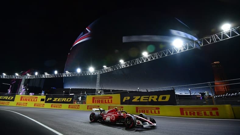 Nov 16, 2023; Las Vegas, Nevada, USA;  Scuderia Ferrari driver Carlos Sainz Jr. of Spain (55) during free practice at Las Vegas Strip Circuit. Mandatory Credit: Gary A. Vasquez-USA TODAY Sports