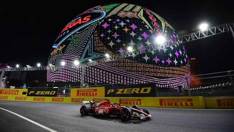 Nov 16, 2023; Las Vegas, Nevada, USA; Scuderia Ferrari driver Charles LeClerc of Monaco (16) during free practice at Las Vegas Strip Circuit. Mandatory Credit: Gary A. Vasquez-USA TODAY Sports