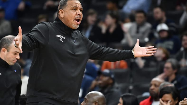 Feb 26, 2023; Washington, District of Columbia, USA; Providence Friars head coach Ed Cooley looks on against the Georgetown Hoyas during the first half at Capital One Arena. Mandatory Credit: Brad Mills-USA TODAY Sports