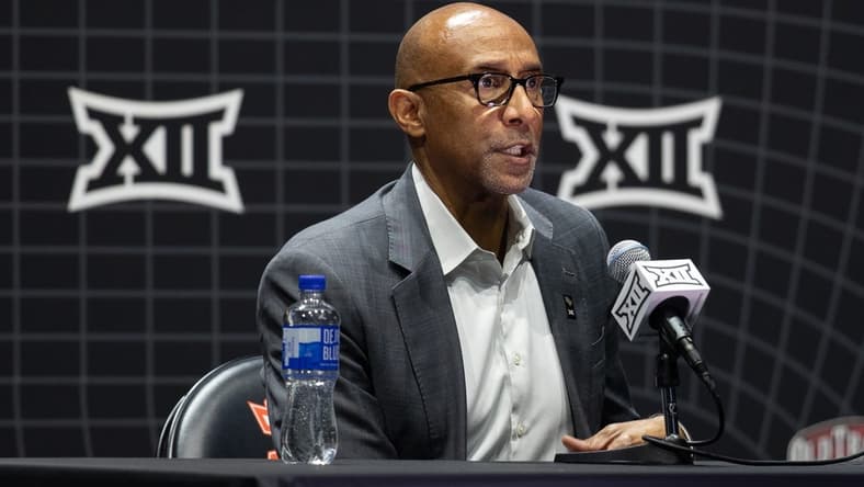 Oct 18, Kansas City, MO, USA; University of Central Florida head coach Johnny Dawkins answers questions at the Big 12 Men s Basketball Tipoff at T-Mobile Center. Mandatory Credit: Kylie Graham-USA TODAY Sports