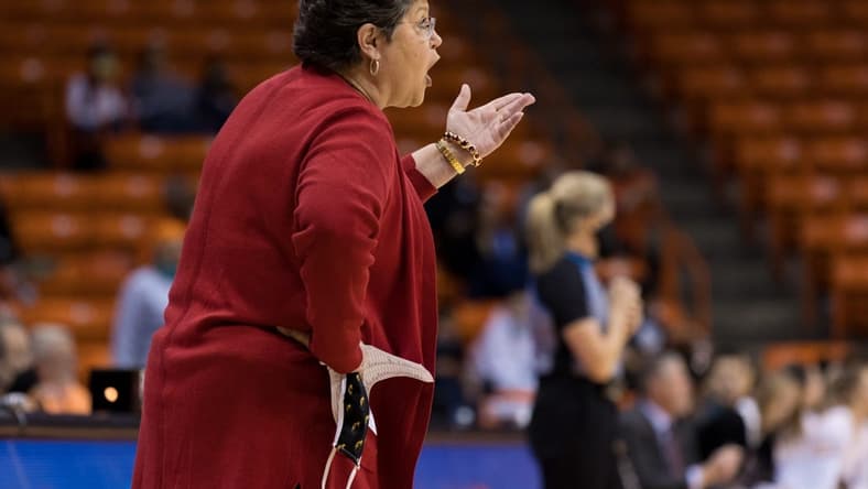 Southern Miss head women's basketball coach Joye Lee-McNeils at a women's basketball game against UTEP Saturday, Feb. 19, 2022, at the Don Haskins Center in El Paso.